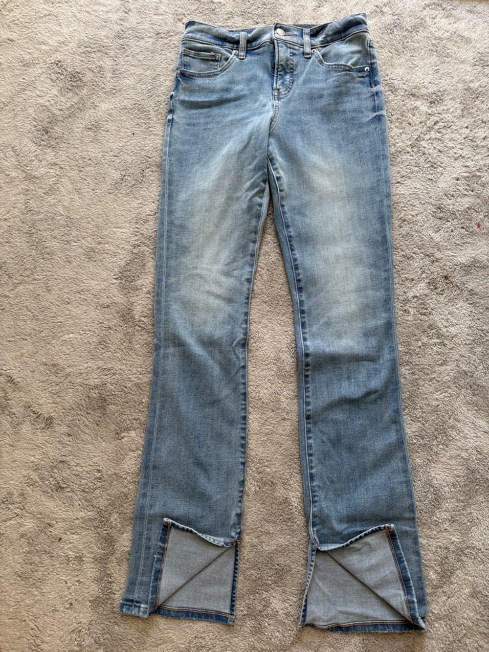 Express Skyscraper Light Blue Split-Hem Jeans